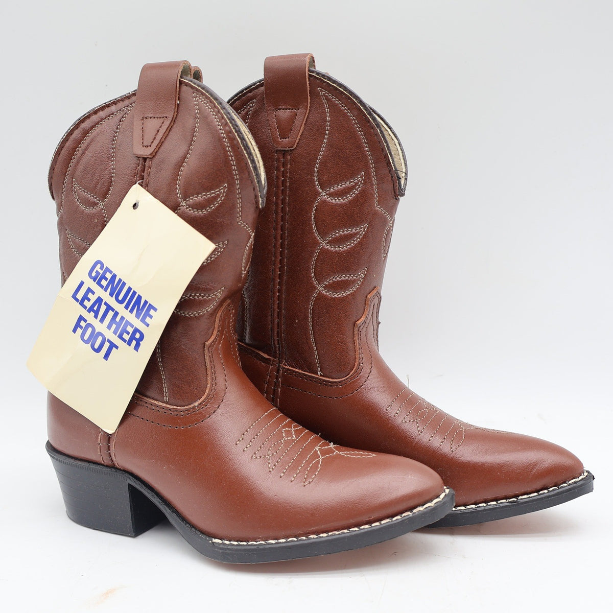 Acme Cowboy Boots Kids Size 10 D Vintage Brown Leather Made in USA NIB 2406 - take2supply