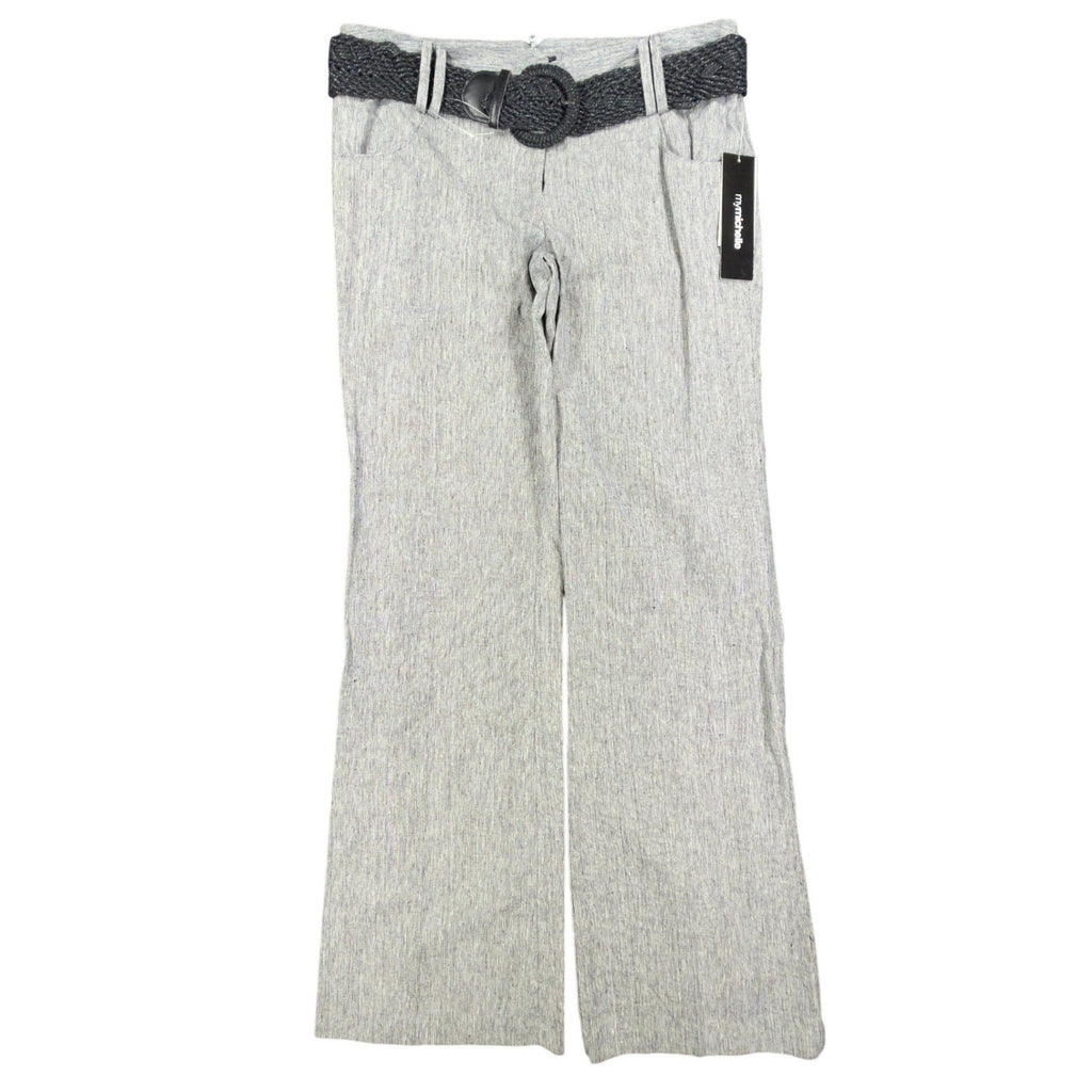 my michelle Y2K Wide Leg Trousers Womens 9 Gray Linen Cotton NWT C704 - take2supply