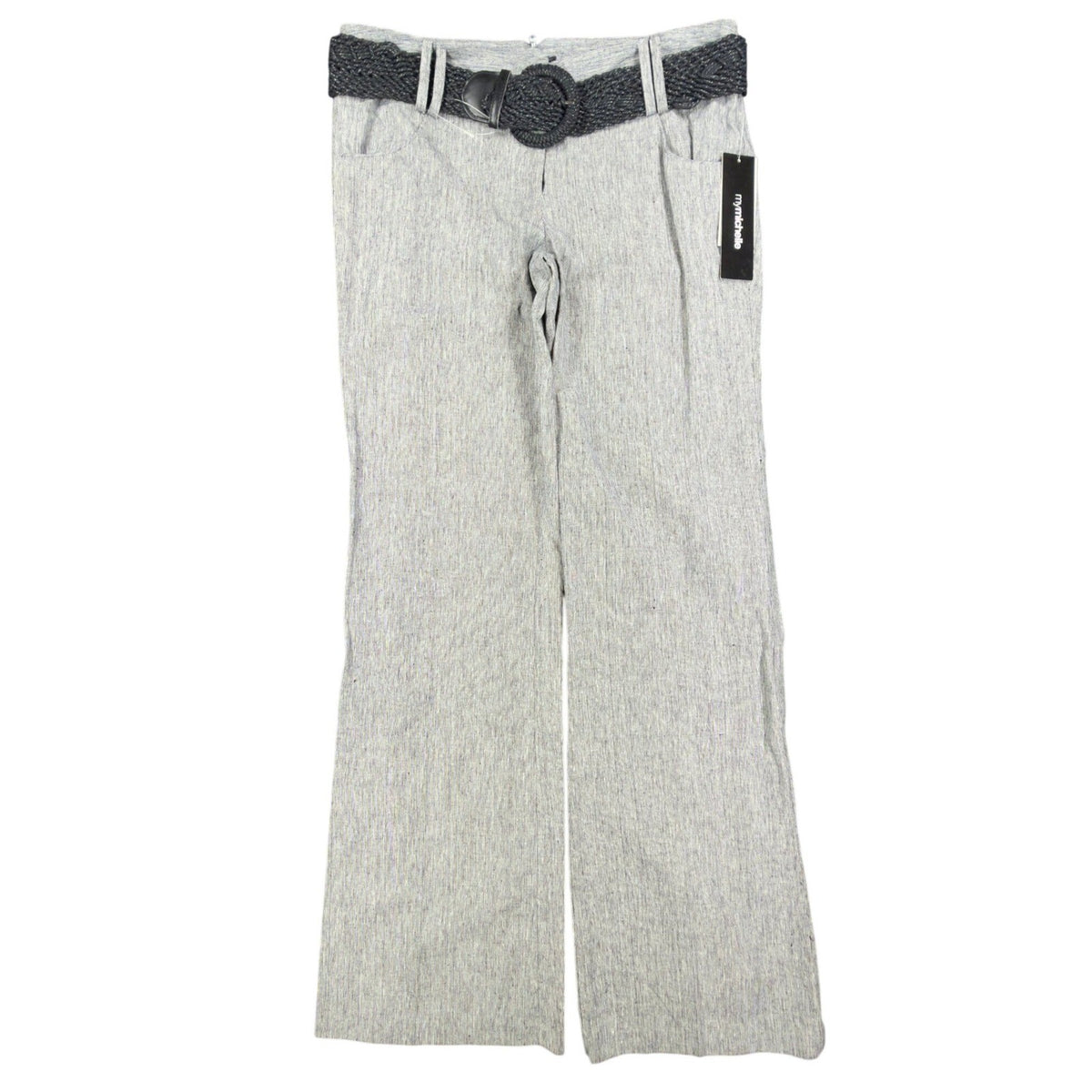 my michelle Y2K Wide Leg Trousers Womens 9 Gray Linen Cotton NWT C704 - take2supply