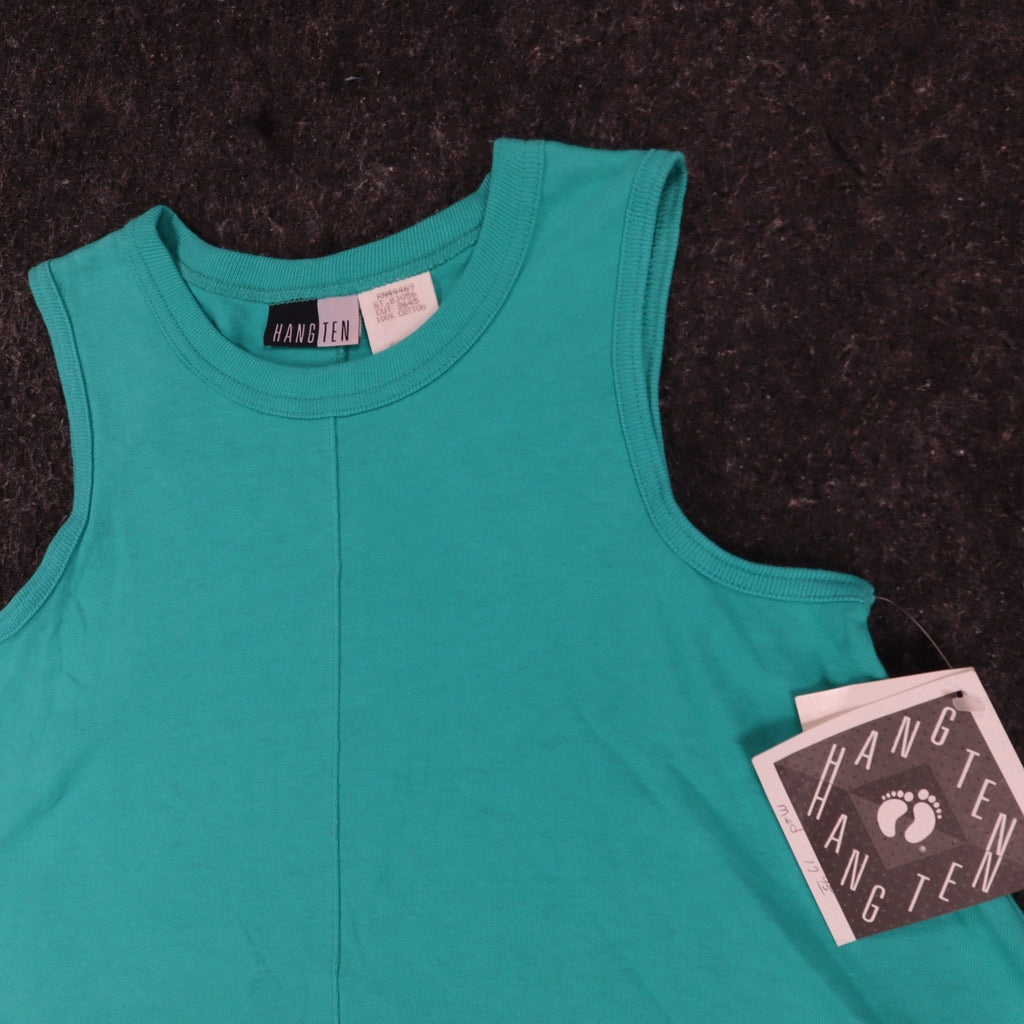 Hang Ten A-Line Tank Dress Medium Vintage 90s Teal Green Cotton Made in USA NWT - take2supply