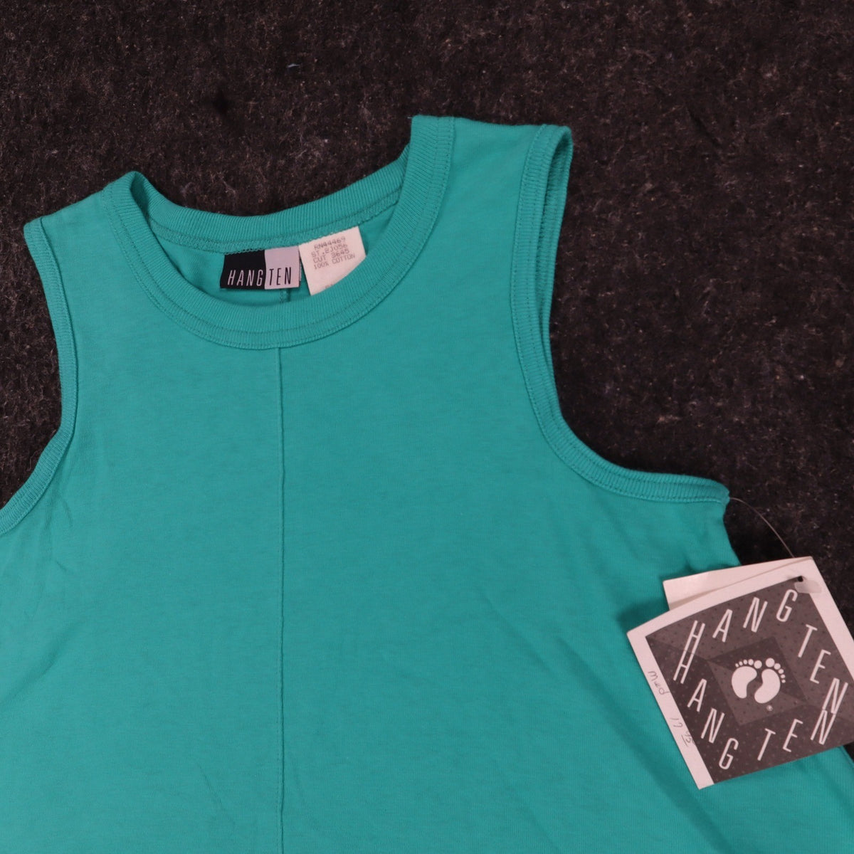Hang Ten A-Line Tank Dress Medium Vintage 90s Teal Green Cotton Made in USA NWT - take2supply