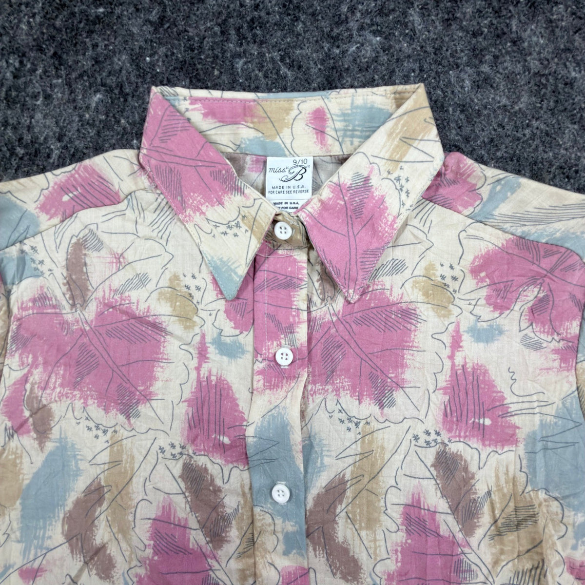 Miss B Vintage 80s Floral Button Up Shirt Womens 9/10 Pink Blue NWT Deadstock - take2supply