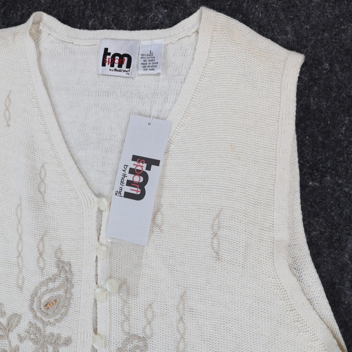 tm sport by that's me! Knit Vest Women Large NWT Vintage Y2K Cream Ramie Cotton - take2supply