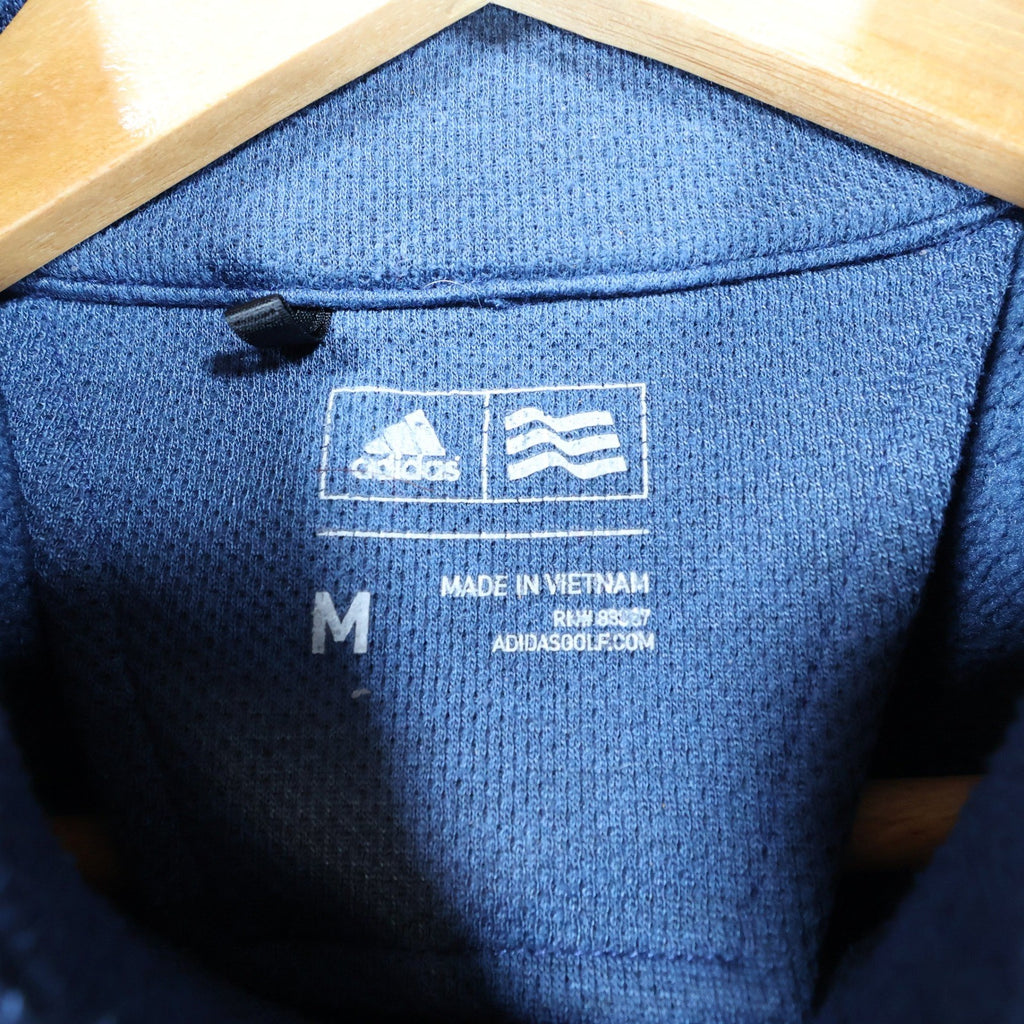 Adidas Quarter Zip Pullover Mens Medium Blue Excellent Textured Chest Pocket - take2supply