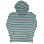 Tribal Jeans Womens M Aqua White Striped Lightweight Hooded Pullover Top NWT - take2supply