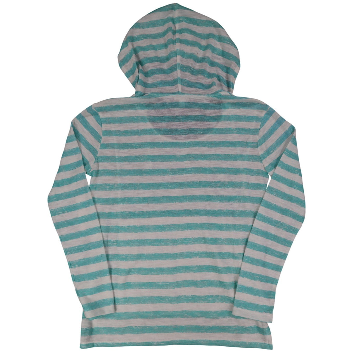Tribal Jeans Womens M Aqua White Striped Lightweight Hooded Pullover Top NWT - take2supply
