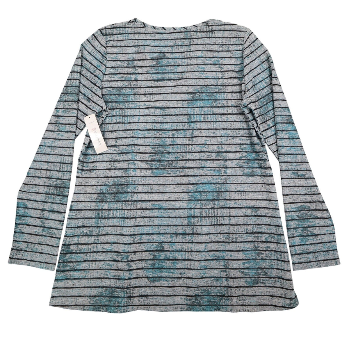 Erin London Top Womens L Blue Black Striped Textured Knit Long Sleeve NWT - take2supply