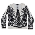Pierri New York V-Neck Sweater Womens Size M Black White Embellished Baroque - take2supply