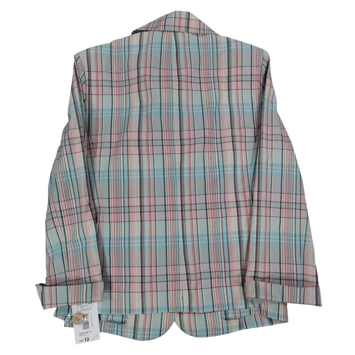 Company Collection Blazer Womens 12 Pastel Plaid Cotton Blend Unlined Jacket NWT - take2supply