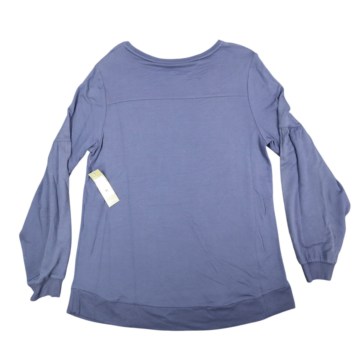 Erin London Top Womens Medium Blue Viscose Studded Puff Sleeve French Terry NWT - take2supply