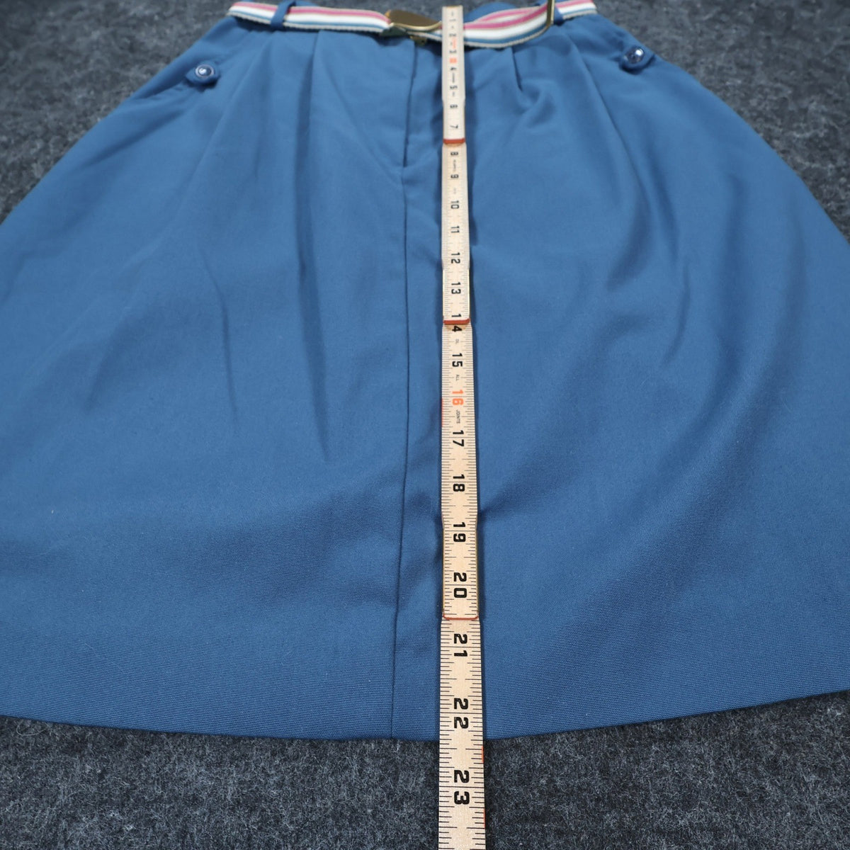 Jones Petites Skirt Womens 10 Blue Polyester Cotton A-Line Vintage Belted - take2supply