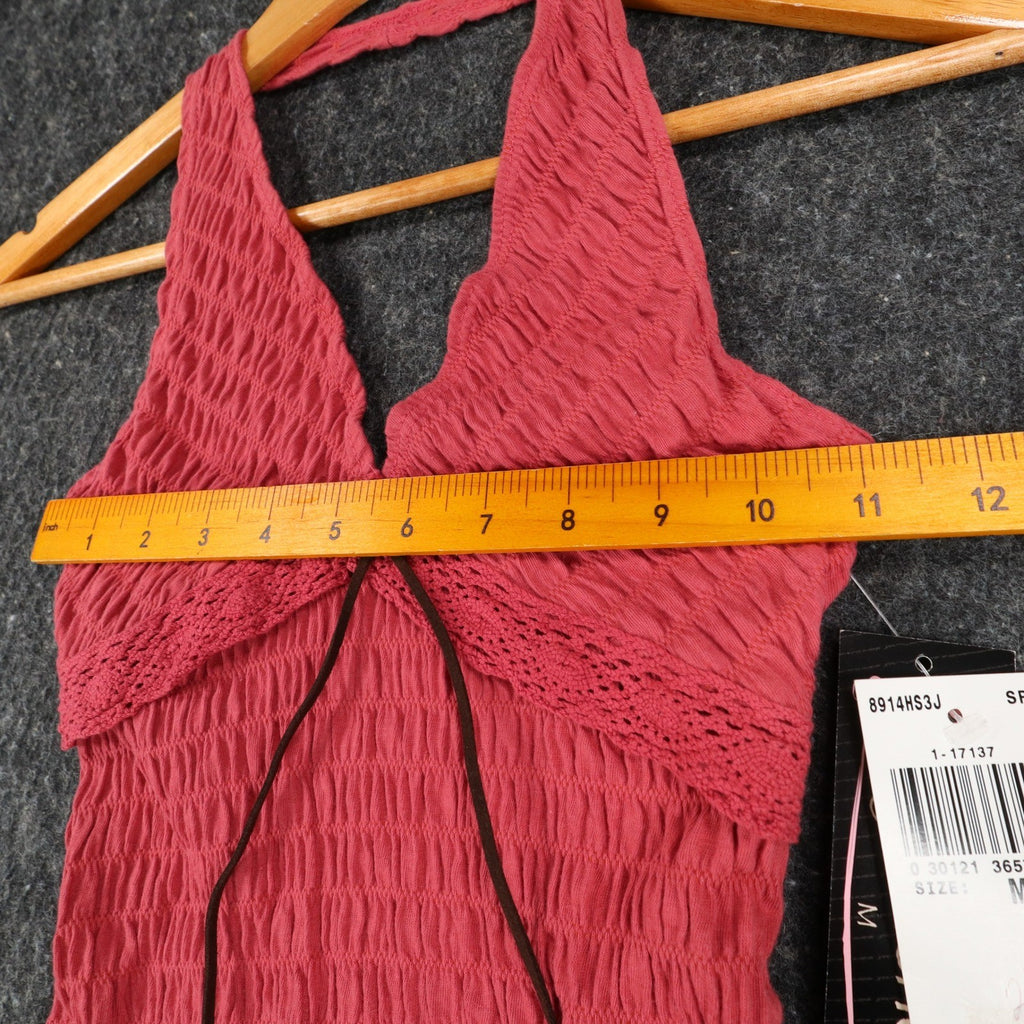 My Michelle Halter Top Womens Medium NWT Pink Cotton Smocked Y2K Boho - take2supply