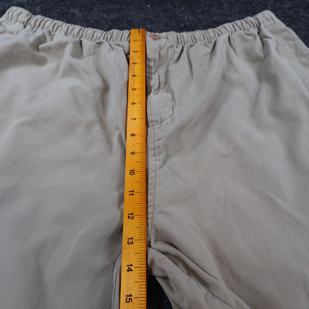 Falls Creek Shorts Mens XL Tan 100% Cotton Elastic Waist Relaxed Casual Khaki - take2supply