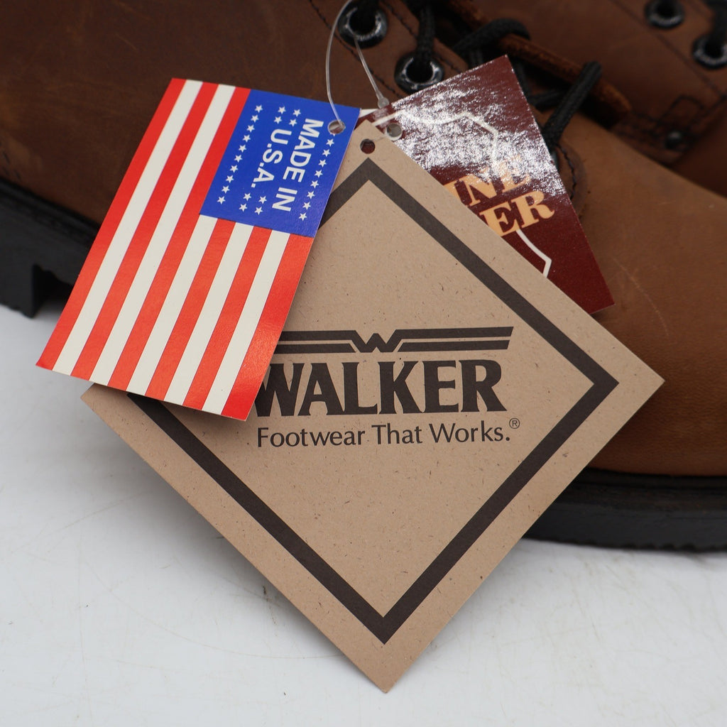 Walker Work Boots Mens 10 D Vintage Made in USA Brown Leather Lace Up 685 NEW - take2supply