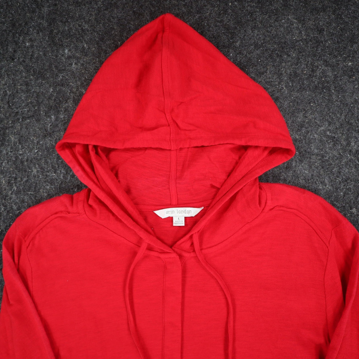 Erin London Womens L Red Cotton Hooded Pullover 3/4 Sleeve Top NWT - take2supply