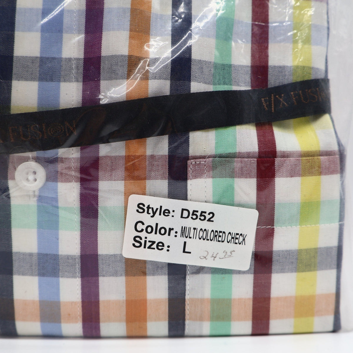 F/X Fusion Shirt Mens Large L Multicolor Check Button Down Easy Care D552 New - take2supply
