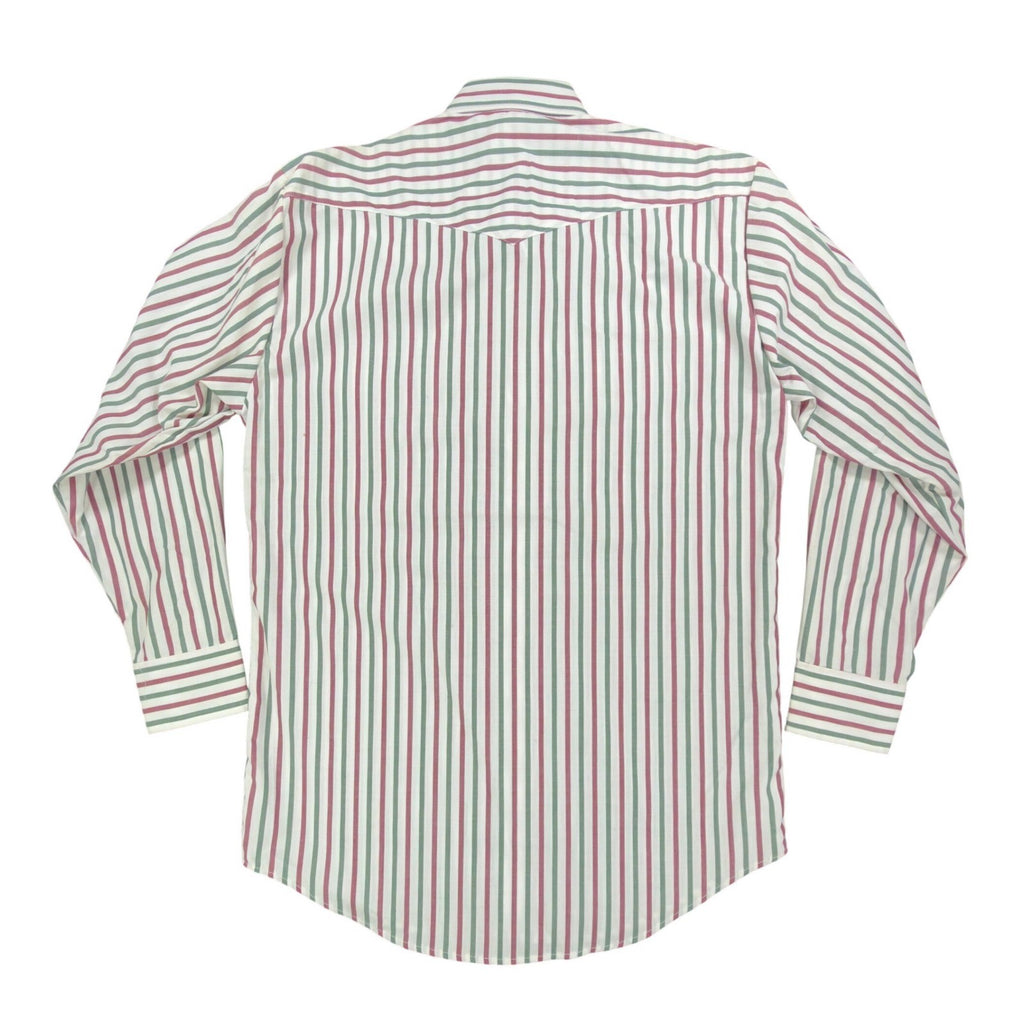 Caravan Vintage 90s Western Button Down Mens M Maroon Green Striped Shirt C430 - take2supply