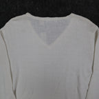 Carolyn Taylor Essentials Women Large White V-Neck Scallop Trim Knit Sweater NWT