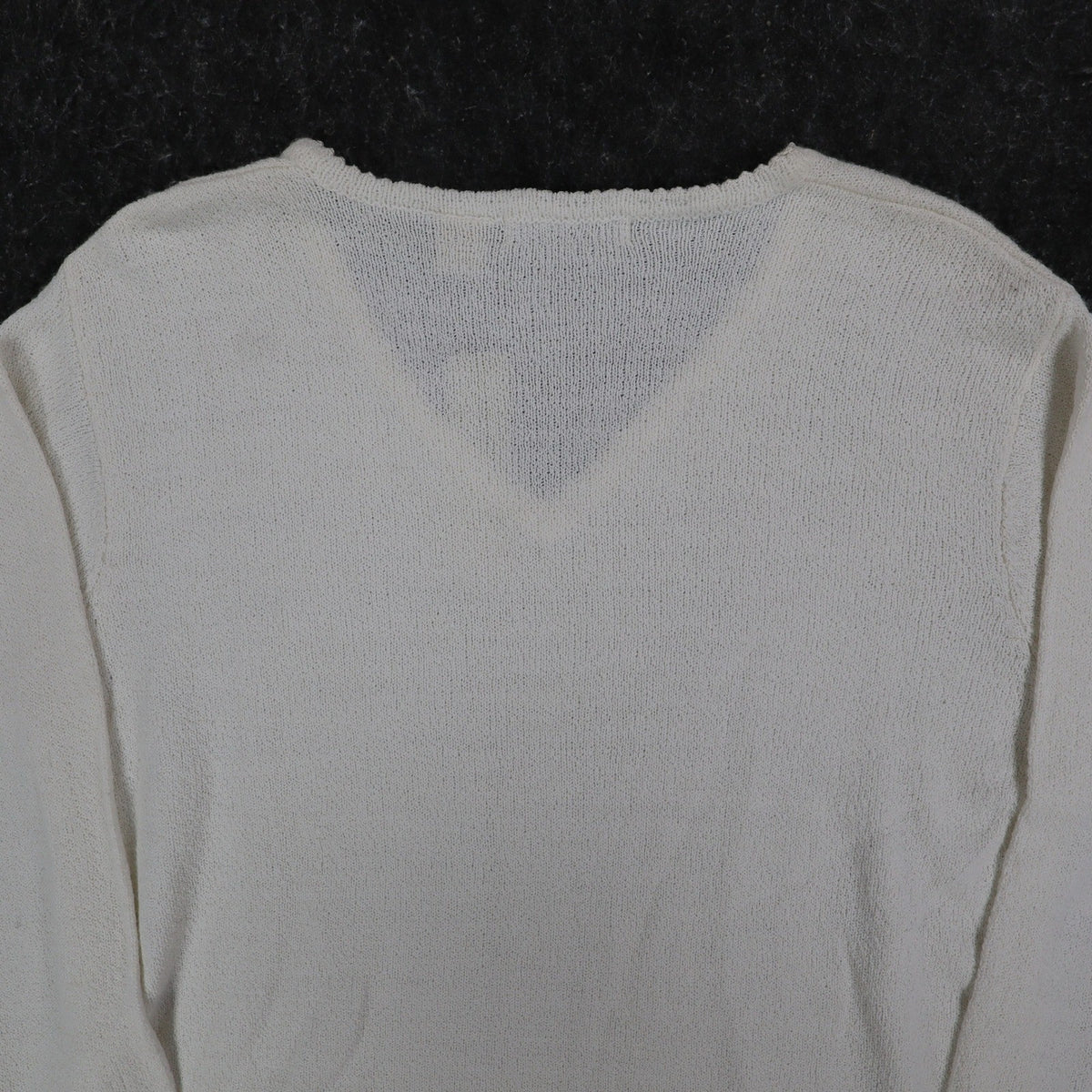 Carolyn Taylor Essentials Women Large White V-Neck Scallop Trim Knit Sweater NWT