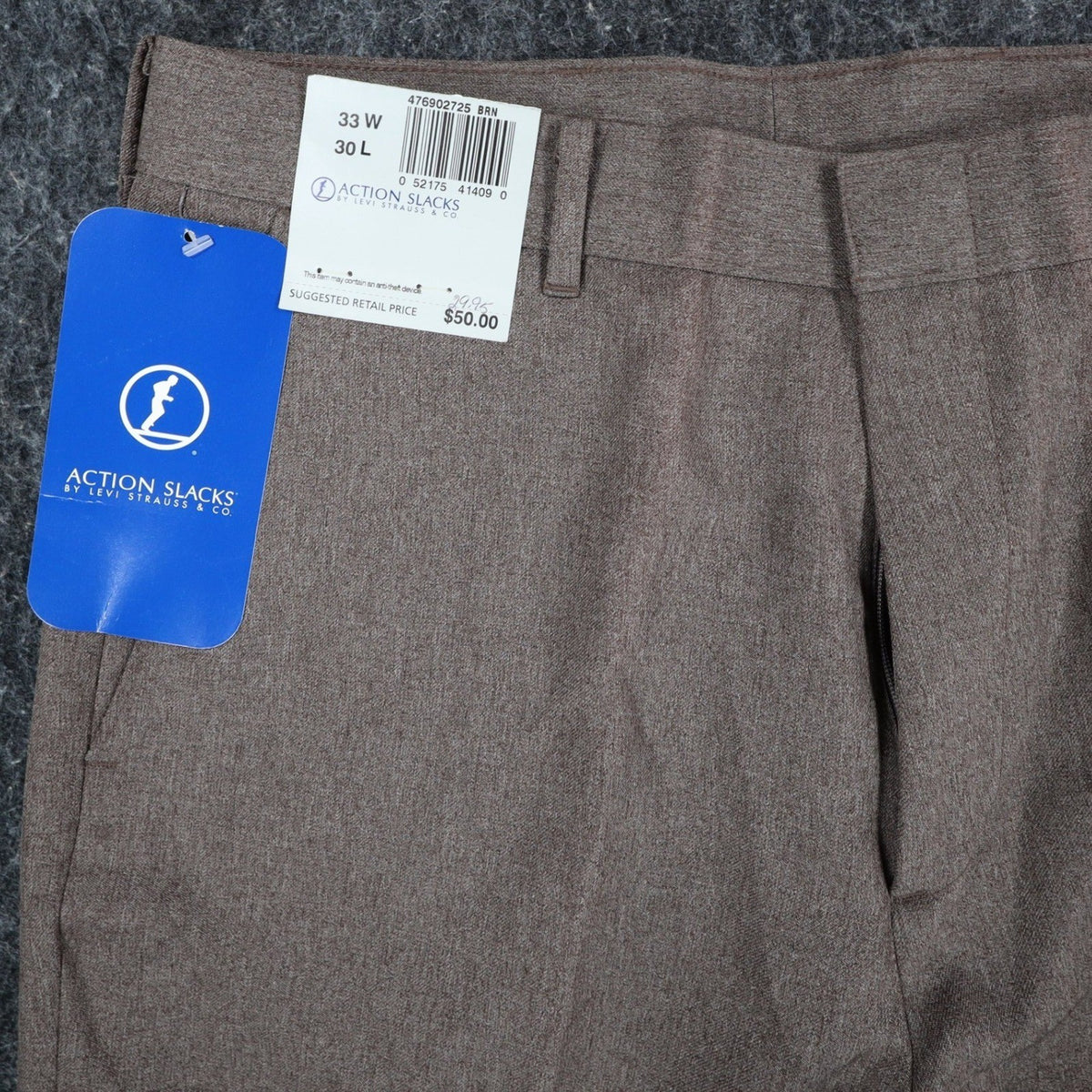 Levi Strauss Action Slacks Mens 33x30 Vintage Brown Stretch Waist Dress Pants - take2supply