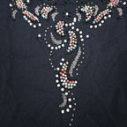 Carducci Beaded Embellished Top Womens Size S Black Rayon Blend 3/4 Sleeve NEW - take2supply
