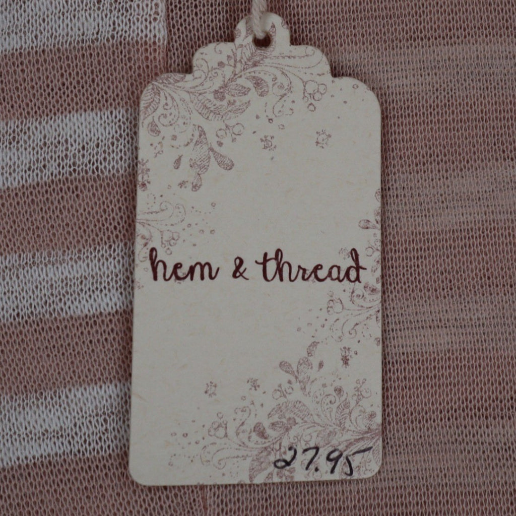 Hem & Thread Top Womens M/L Pink White Striped Oversized Boxy Knit Scoop Neck - take2supply