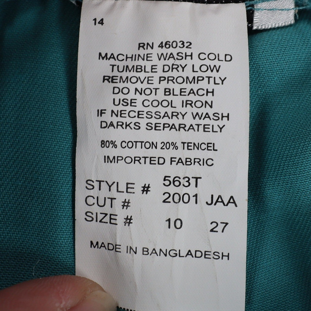 N Touch Straight Leg Pants Womens 10 Teal Azure Lagoon Cotton Tencel Trousers - take2supply