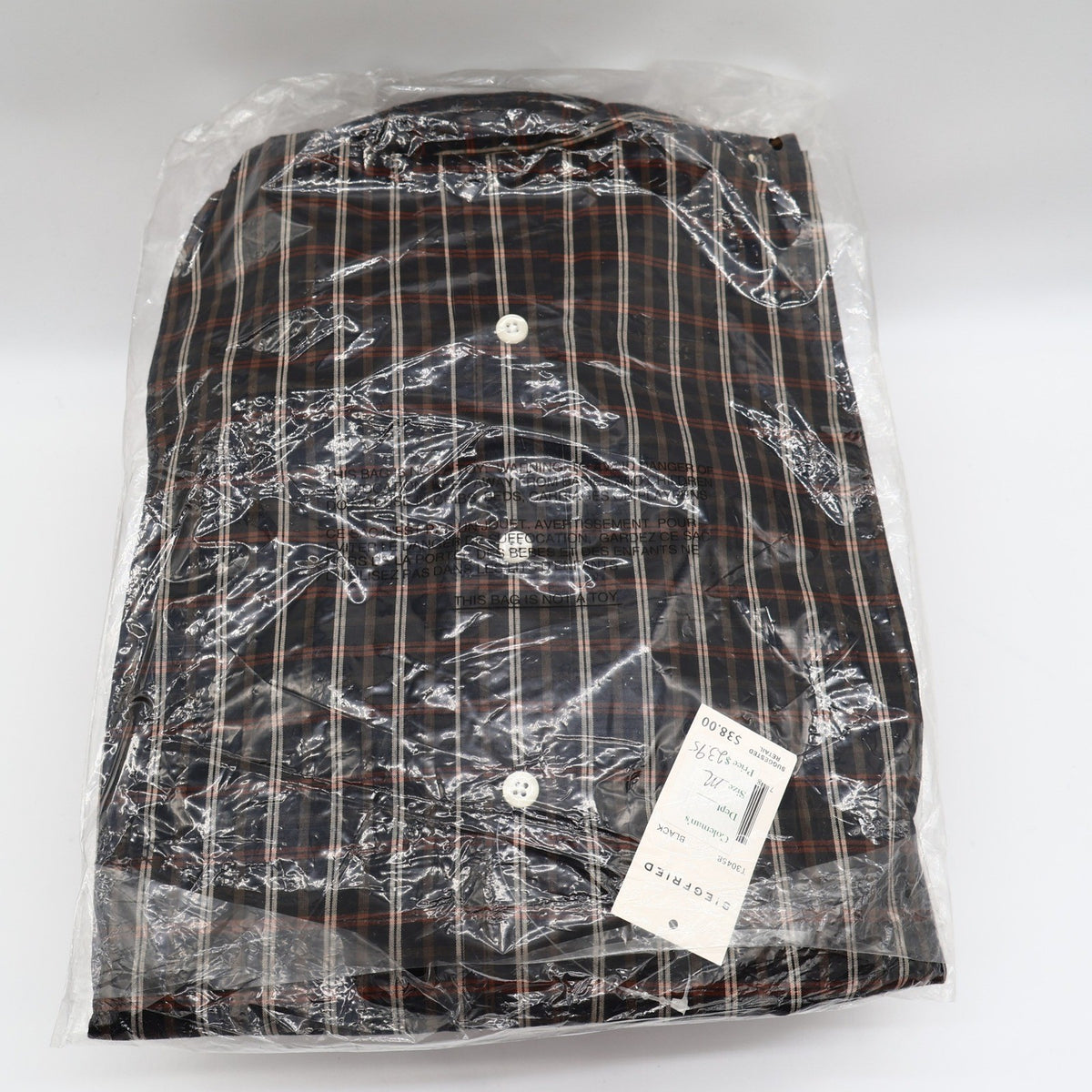Siegfried & Company Mens M Black Rust Plaid Button Front Shirt NWT NOS - take2supply