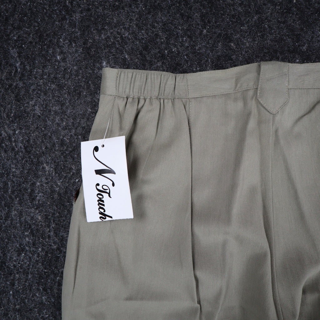N Touch Pants Womens 10 Green Cotton Tencel Elastic Back Straight Leg 551M NWT - take2supply