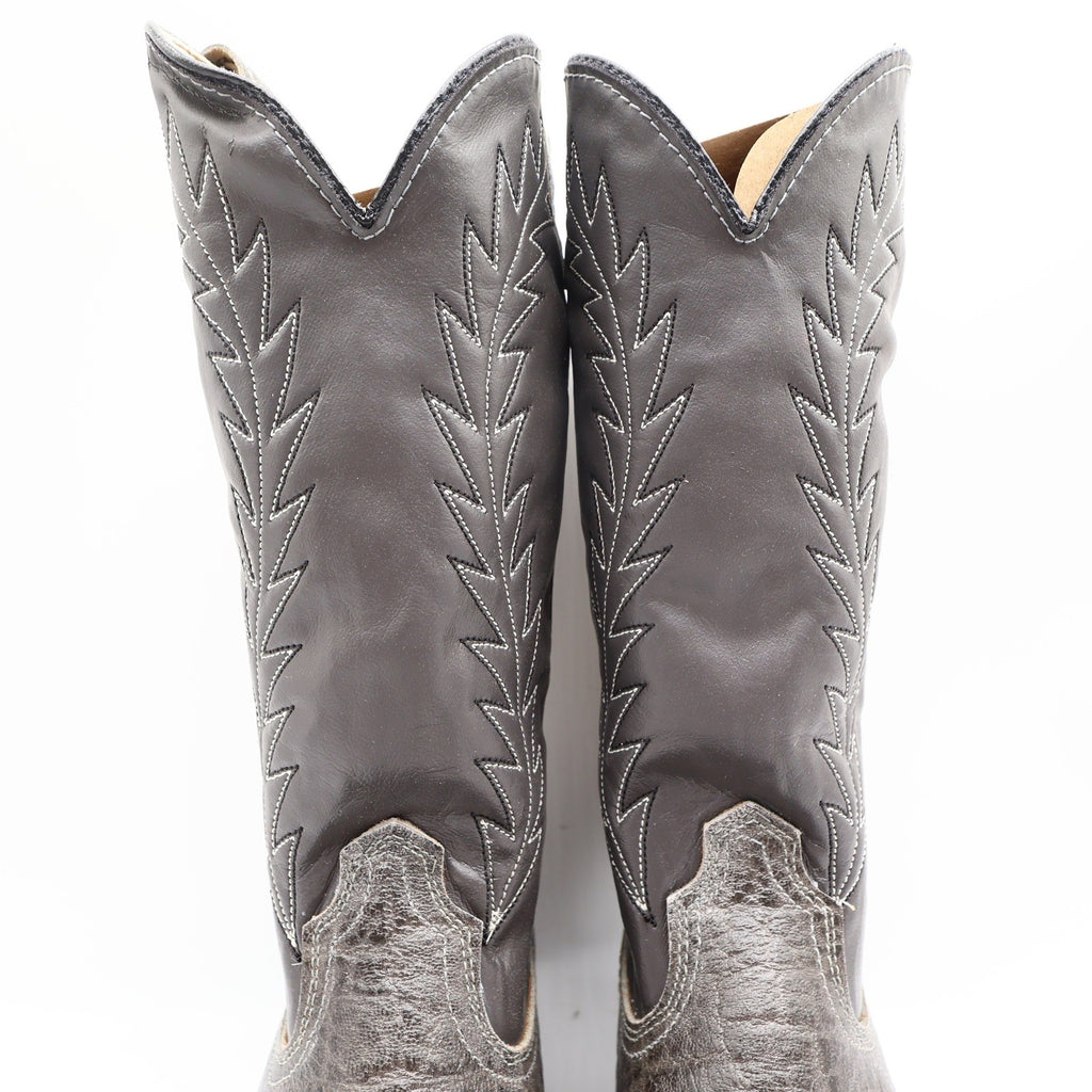 Acme 80s Western Boots Youth 3.5 D Grey Elephant Print Leather NIB 2395 Vintage - take2supply