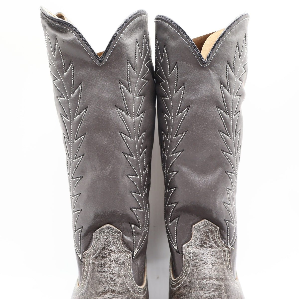 Acme 80s Western Boots Youth 3.5 D Grey Elephant Print Leather NIB 2395 Vintage - take2supply
