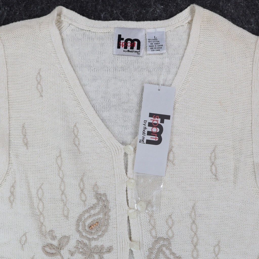 tm sport by that's me! Knit Vest Women Large NWT Vintage Y2K Cream Ramie Cotton - take2supply