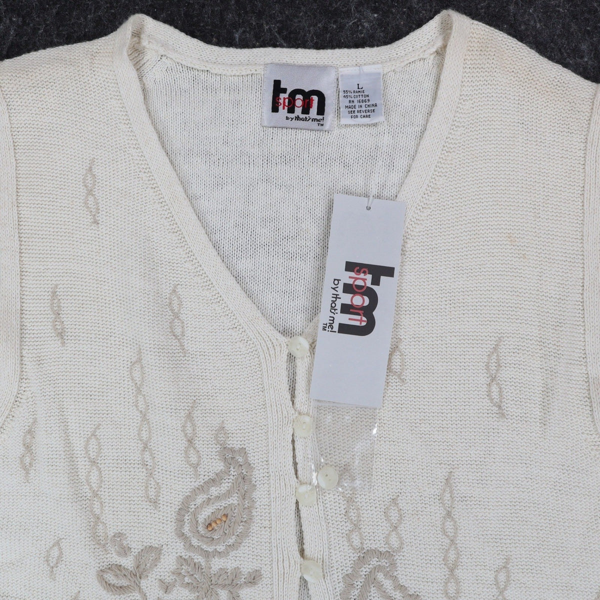 tm sport by that's me! Knit Vest Women Large NWT Vintage Y2K Cream Ramie Cotton - take2supply