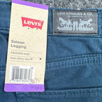 Levi's Vintage 80s Sateen Legging Girls 10 Reg Teal Cotton Slim Stretch NOS - take2supply