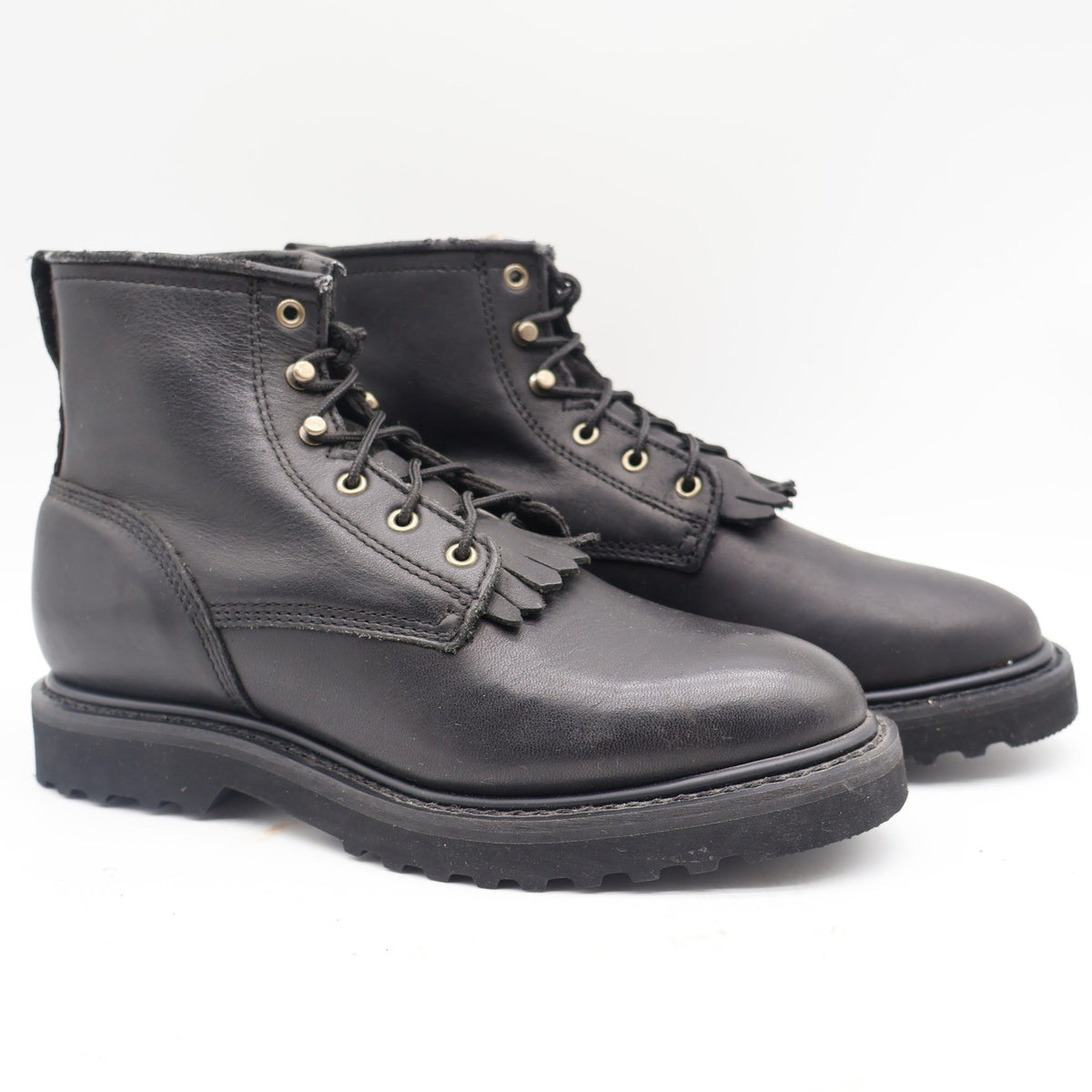 Double-H Western Packer Boots Womens 6.5 M Y2K Black Leather Lace Up Kiltie 9346 - take2supply