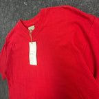 Ferruche V-Neck Shirt Mens M Red Cotton Mesh Knit Deadstock Y2K 17-121 - take2supply