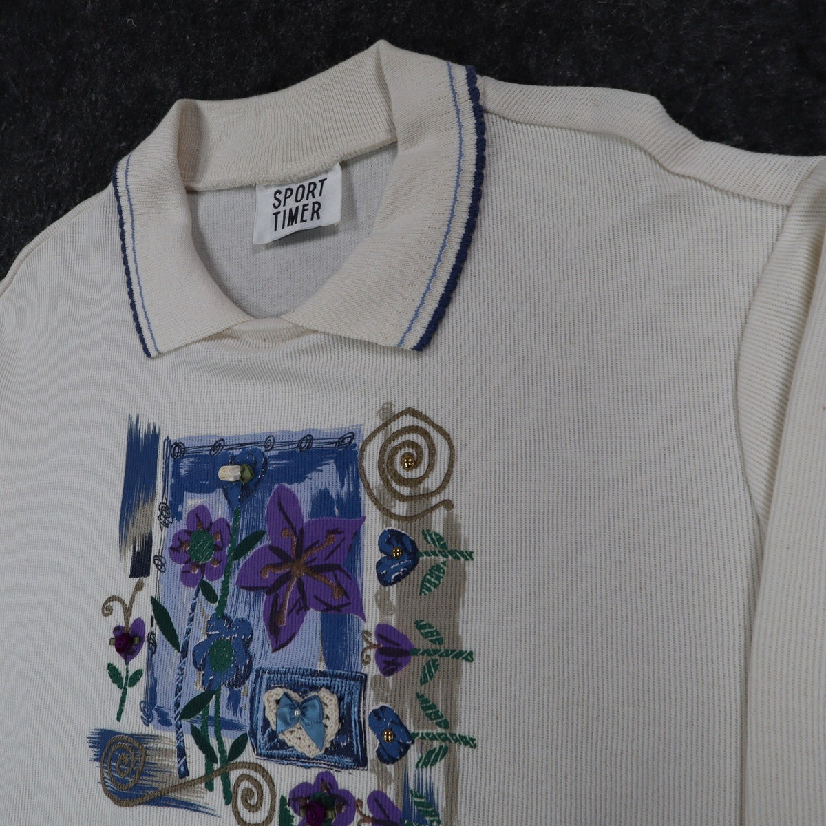 Sport Timer Floral Polo Shirt Womens XL Vintage 90s Cream Made in USA NEW - take2supply