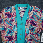 Xtrovert Blouse Womens 8 Vintage 90s Teal Floral Faux Vest Rayon Short Sleeve - take2supply