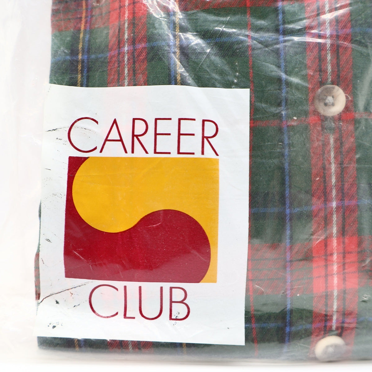 Career Club Shirt Mens Medium Green Red Tartan Plaid Cotton Blend New Packaged - take2supply
