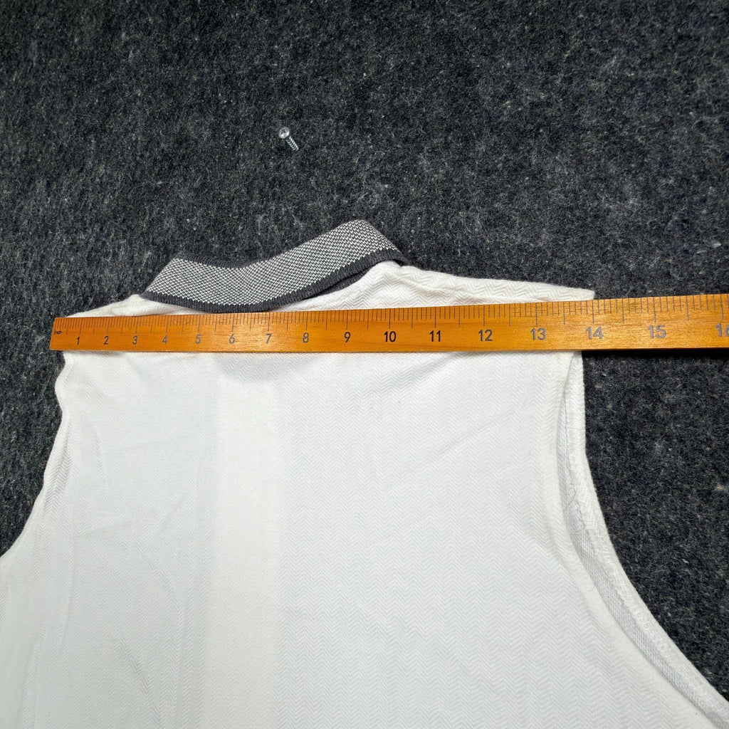 Dunbrooke Vintage Sleeveless Polo Top Womens M White Cotton Herringbone NWT - take2supply