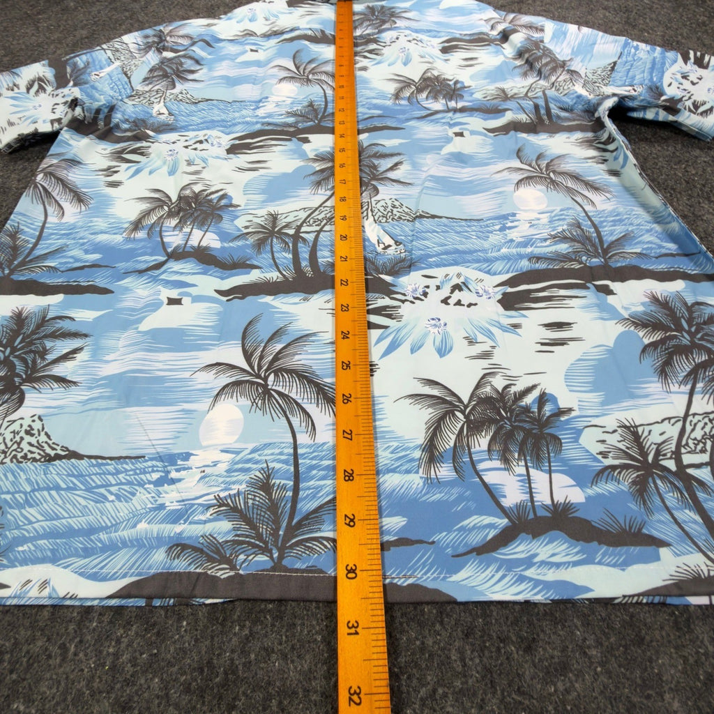 Beyond Paradise Hawaiian Shirt Mens XL Blue Tropical Palm Tree Cotton Blend NWT - take2supply
