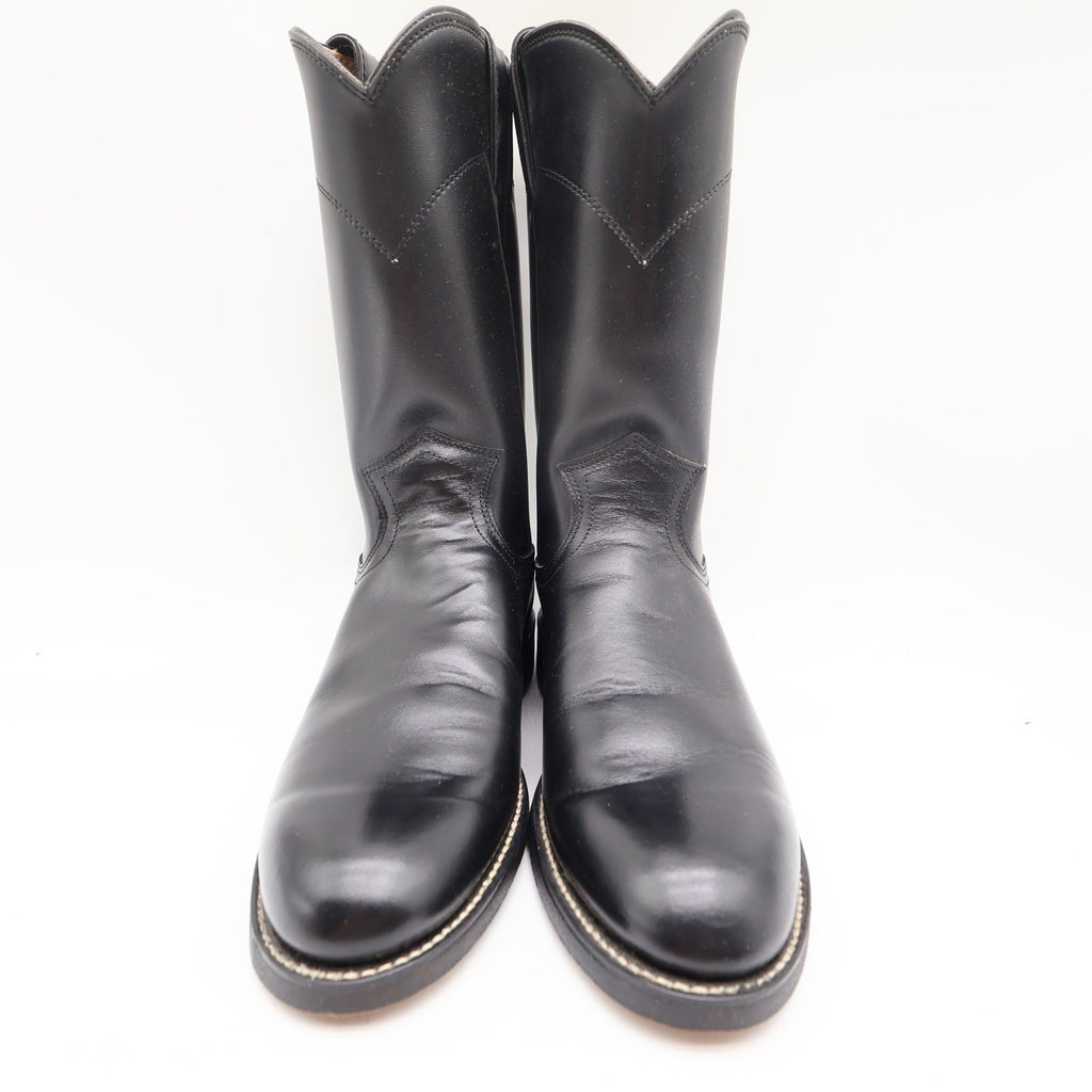 Justin Vintage Cowboy Boots Womens 6 Black Leather Deadstock NIB 3703L - take2supply