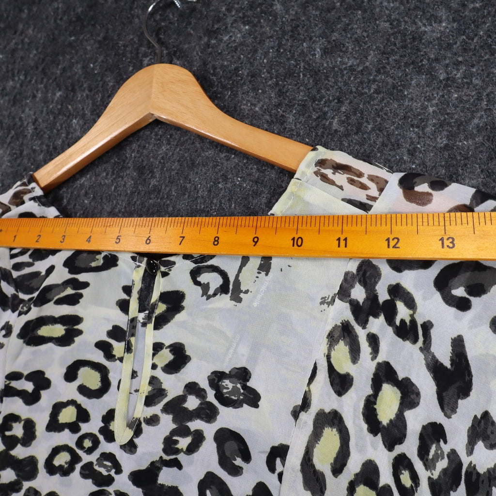 mymichelle Leopard Print Top Womens Large White Black Sheer Chiffon High-Low NWT - take2supply
