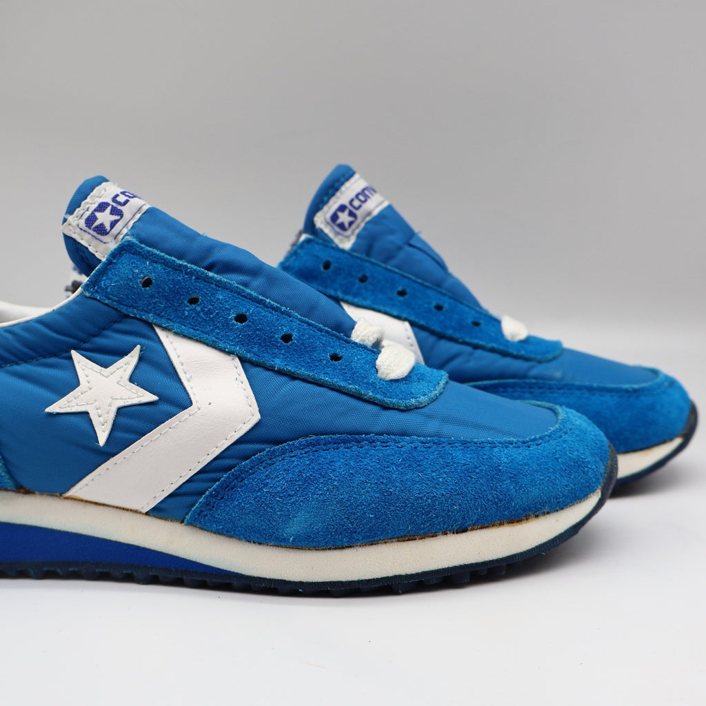 Converse Road Star Sneakers Boys Size 4 Vintage 80s Blue White Deadstock 28694 - take2supply