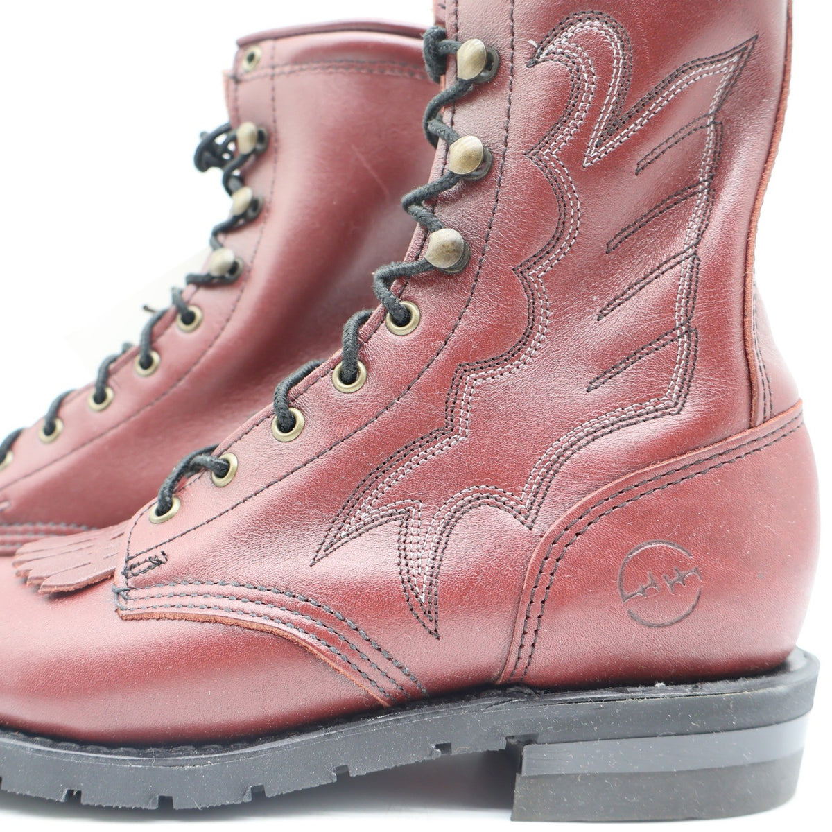 Double-H Boots Packer Boots 7 M Vintage Burgundy Leather Aero-Glide 7 USA 9313 - take2supply