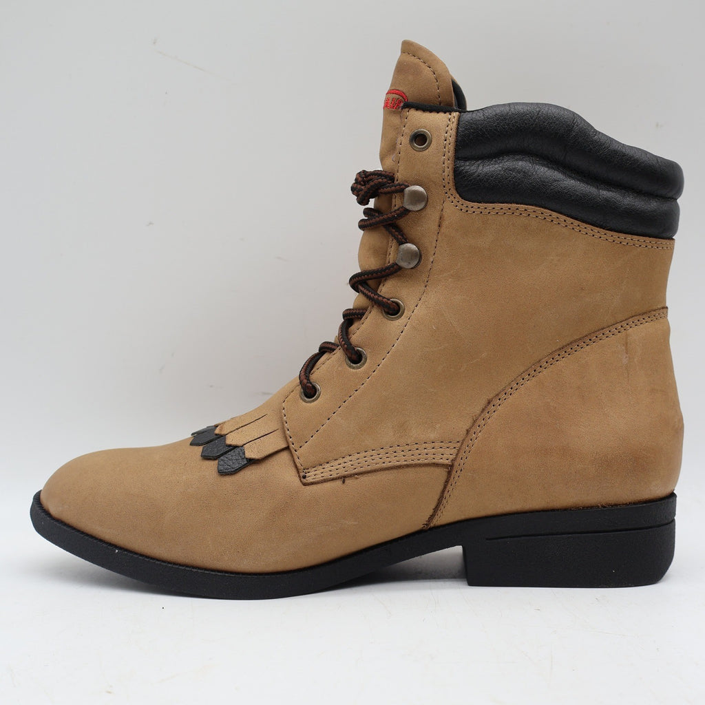 Laredo Western Kiltie Boots Womens 10 Tan Leather Lace Up Fringe 551 New In Box - take2supply