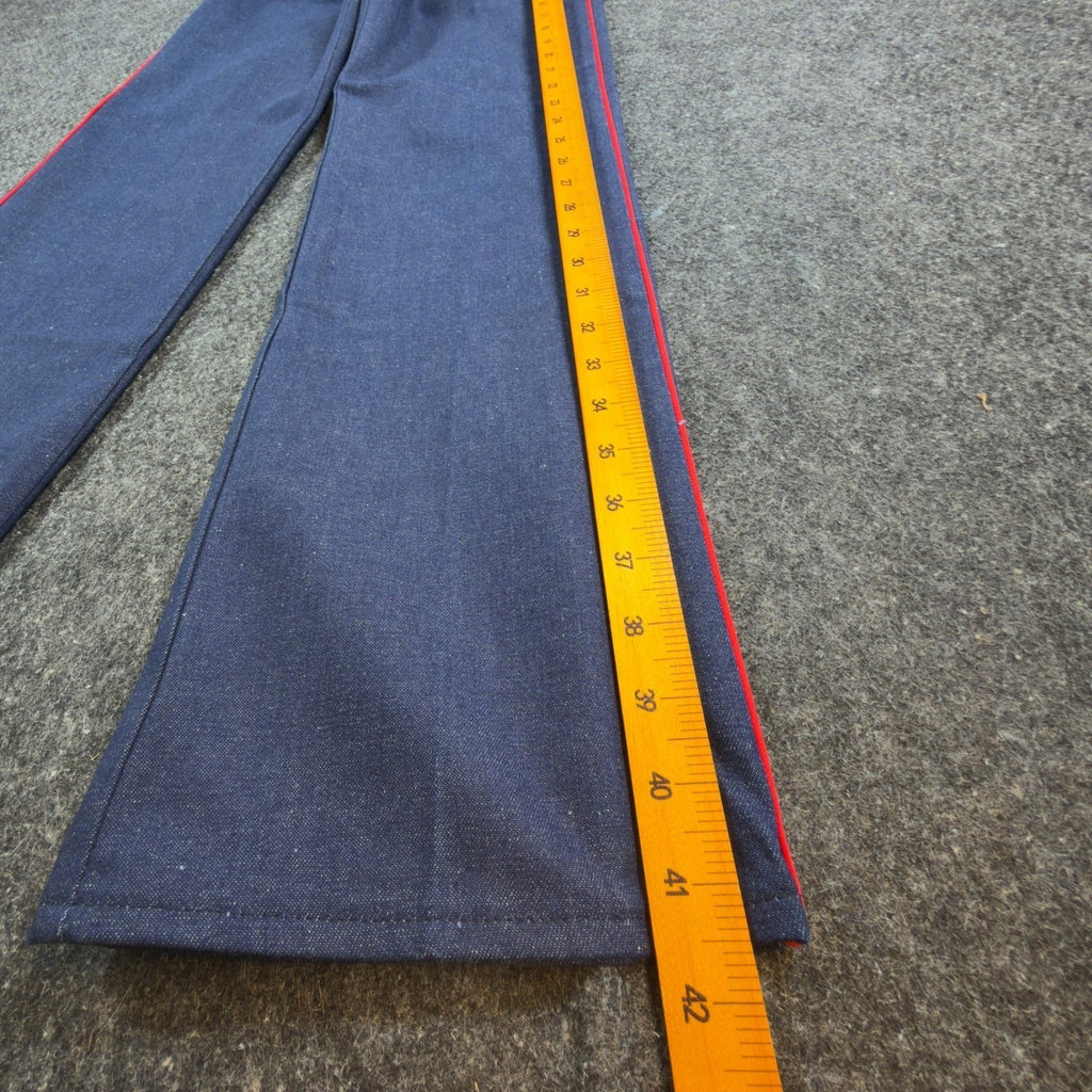 Maverick Vintage 80s Pants Girls 14 Blue Track Piping USA Made NOS NWT 24.5x30 - take2supply