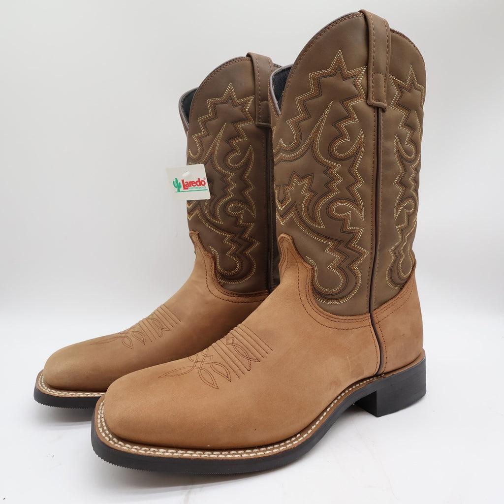Laredo Cheyenne Stockman Boots Mens 9D Tan Leather Western Square Toe NIB - take2supply