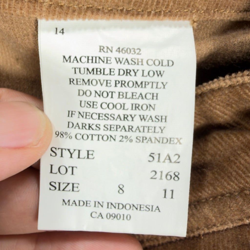 J. Jeans Corduroy Flare Pants Womens 8 Camel Tan Stretch Bootcut NWT C486 - take2supply