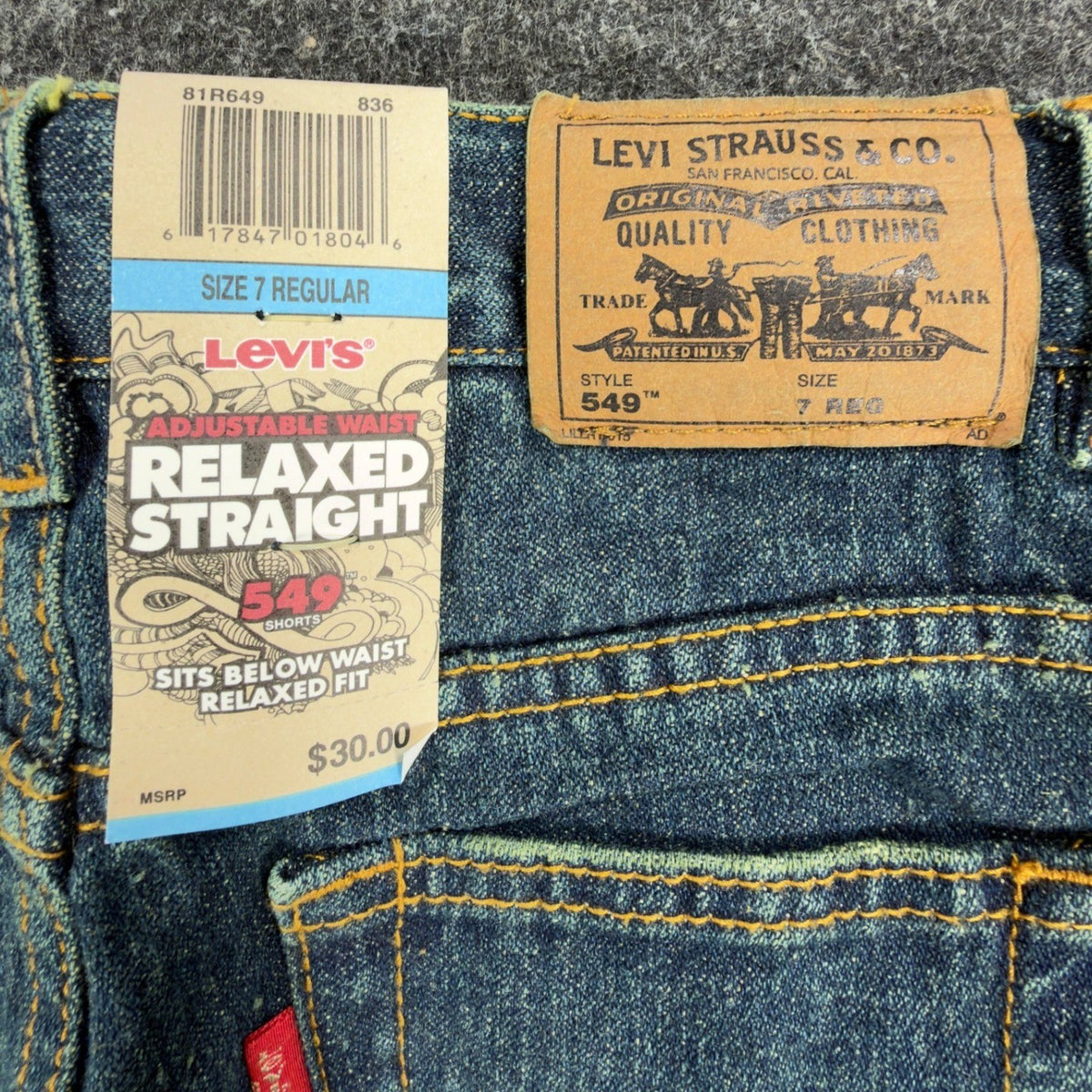 Levi's Y2K 549 Relaxed Straight Shorts Boys 7 Blue Denim NWT Adjustable Waist - take2supply